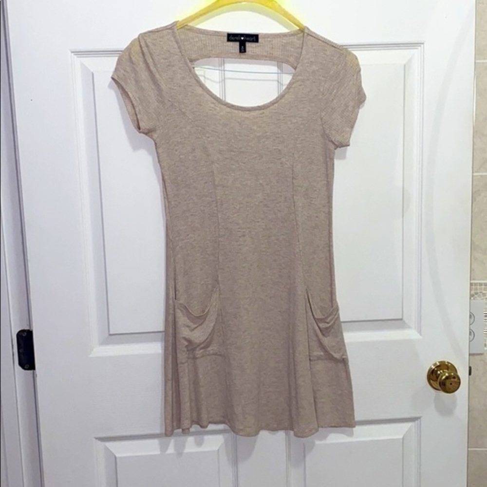 Derek Heart Tan Pocket Dress Small